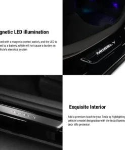 Protector de umbrales de puertas con Luz Led para Tesla Modelo Y / Modelo 3